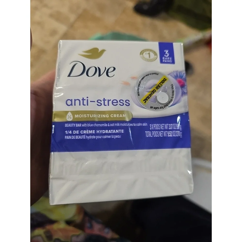 Dove Anti-Stress Blue Chamomile Oat Milk Moisturizing Cream Soap 3ct Pack NIPS